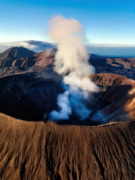 Peaks and craters of volcanic origin
